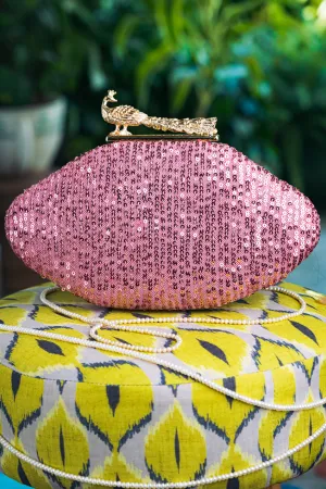 NR By Nidhi Rathi Pink Embellished Box Clutch