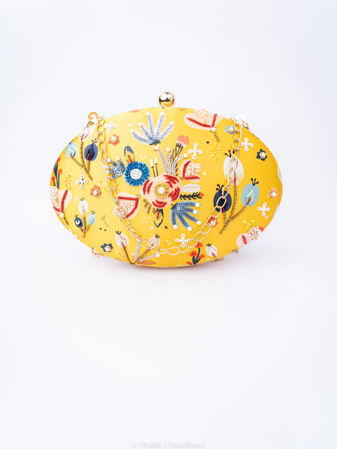 NR By Nidhi Rathi Yellow Red Embellished Box Clutch