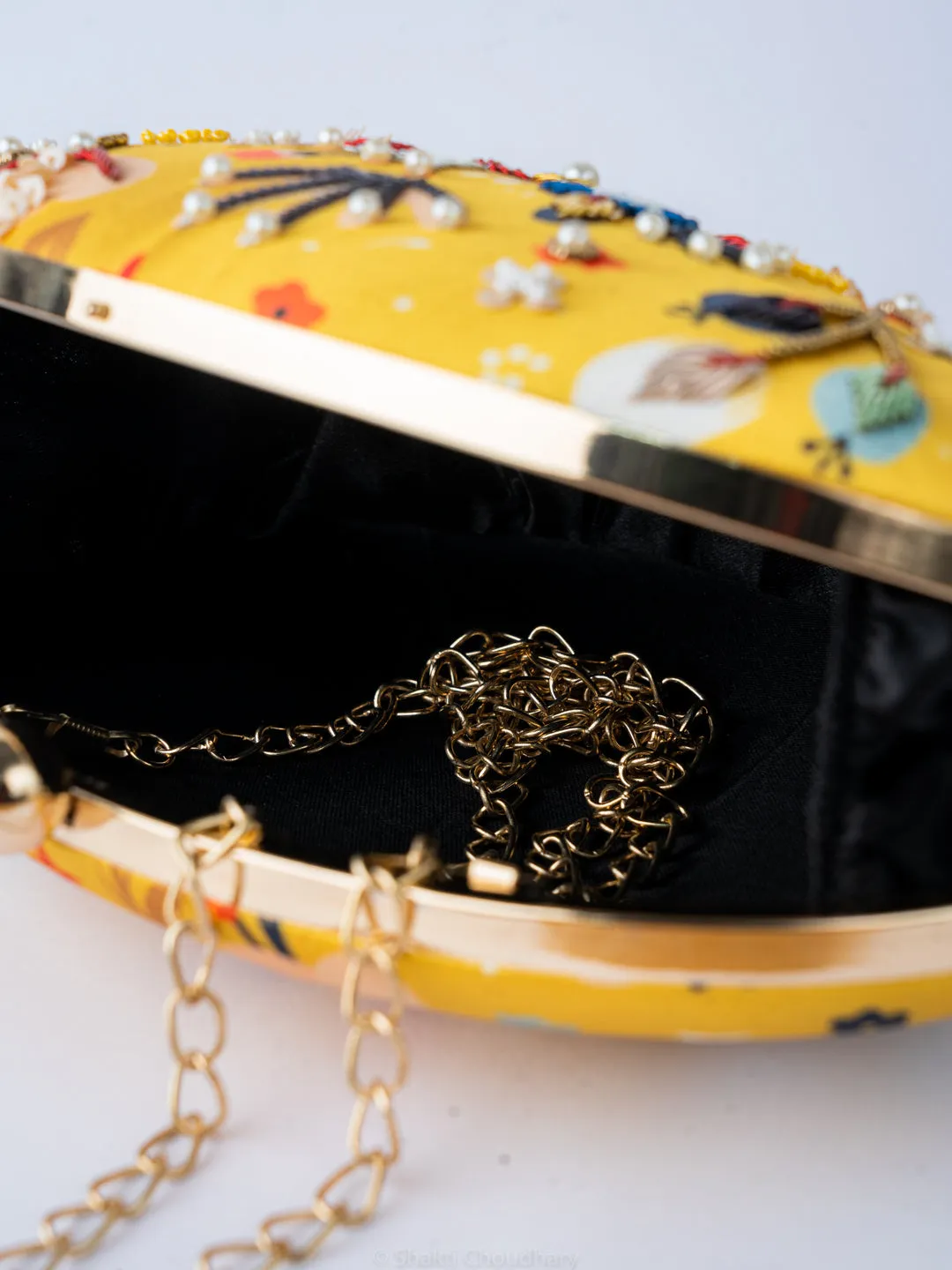 NR By Nidhi Rathi Yellow Red Embellished Box Clutch
