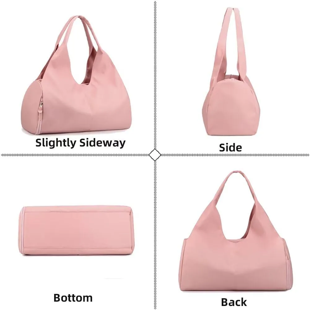 Nylon Gym Bag for Women Water Resistant Travel Duffle Bag Lightweight Sport Tote Handbag with Dry Wet Separated Pocket