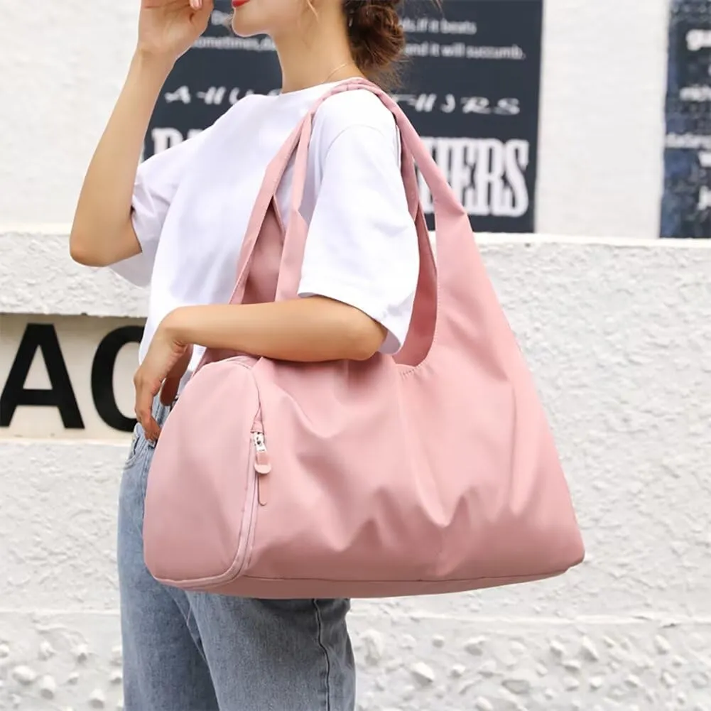 Nylon Gym Bag for Women Water Resistant Travel Duffle Bag Lightweight Sport Tote Handbag with Dry Wet Separated Pocket