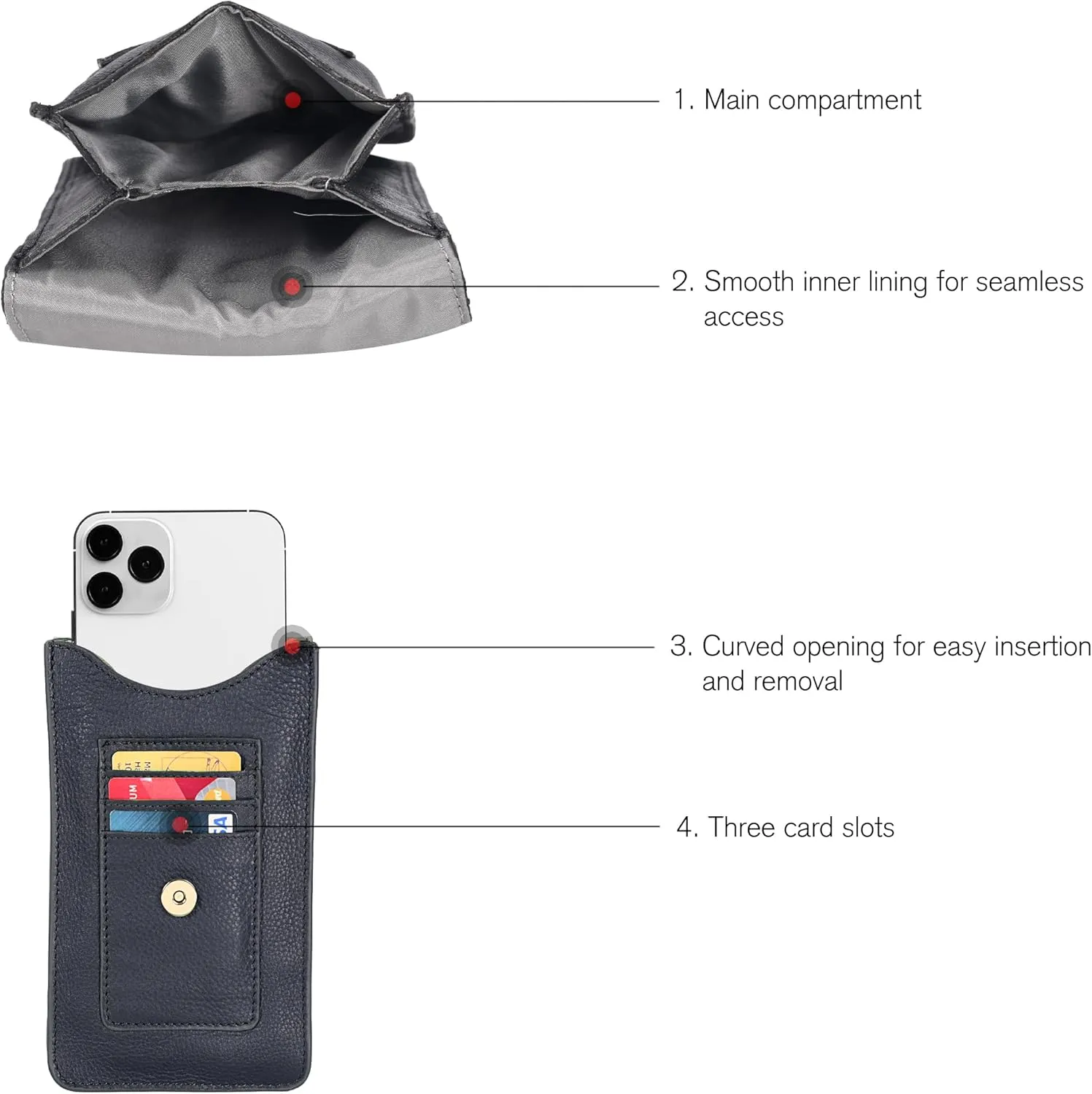 Oak Leathers Small Crossbody Bag For Women - Mini Cell Phone Purse - Crossover Wallet Bag With Adjustable Shoulder Strap
