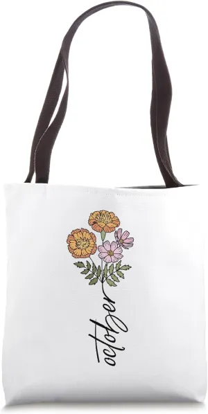 October Birth Month Flower Cosmos Marigold Tote Bag