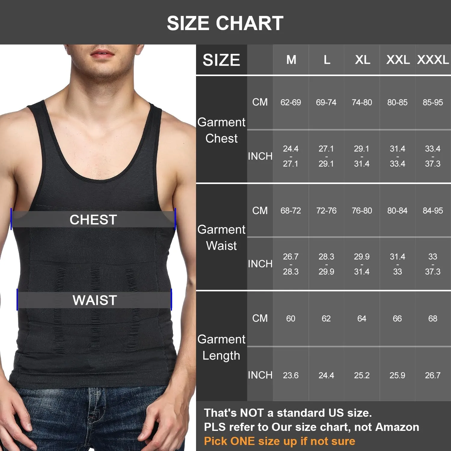 Odoland Mens 3 Pack Body Shaper Slimming Tummy Vest Thermal Compression Shirt Tank Top Shapewear