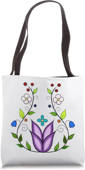 Ojibwe Floral Native American Flower Pattern Anishinaabe Tote Bag