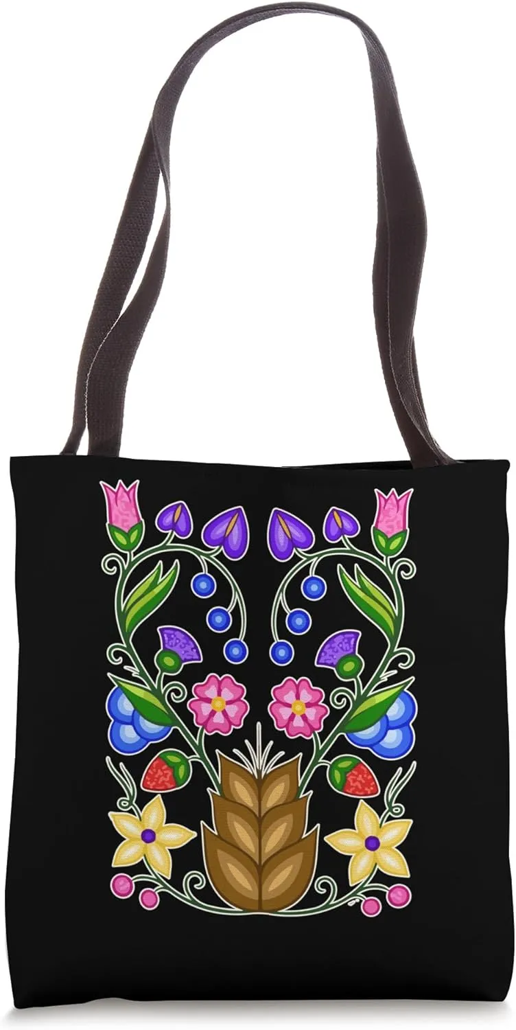 Ojibwe Floral Native American Flowers Indigenous Botanical Tote Bag