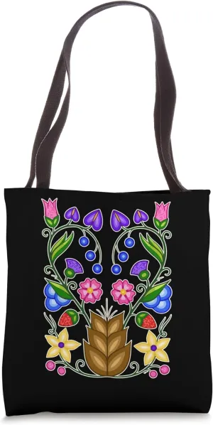 Ojibwe Floral Native American Flowers Indigenous Botanical Tote Bag