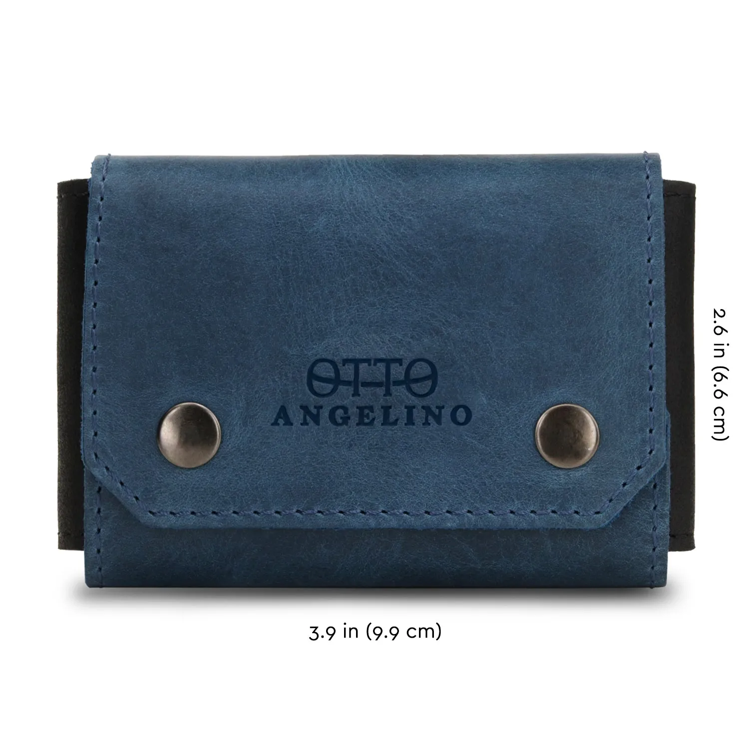 Otto Angelino Genuine Leather Credit and Business Card Case with Snap Fastener Closure - Unisex