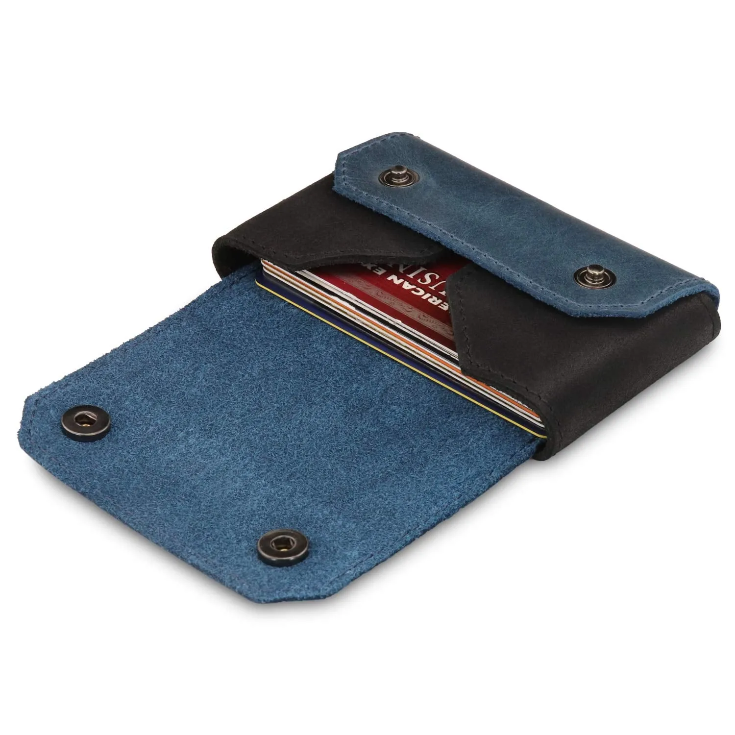 Otto Angelino Genuine Leather Credit and Business Card Case with Snap Fastener Closure - Unisex