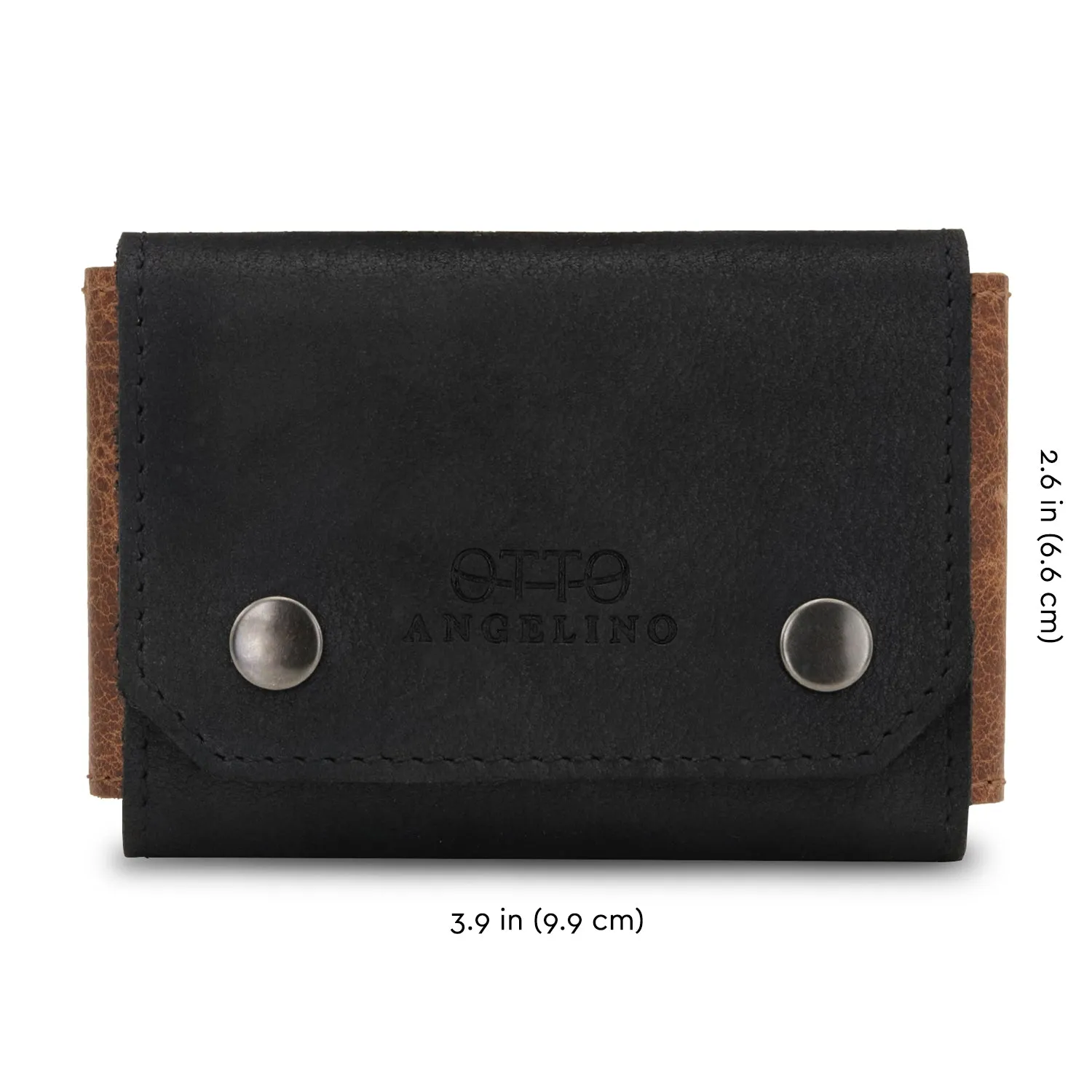 Otto Angelino Genuine Leather Credit and Business Card Case with Snap Fastener Closure - Unisex