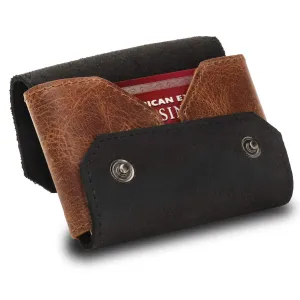 Otto Angelino Genuine Leather Credit and Business Card Case with Snap Fastener Closure - Unisex