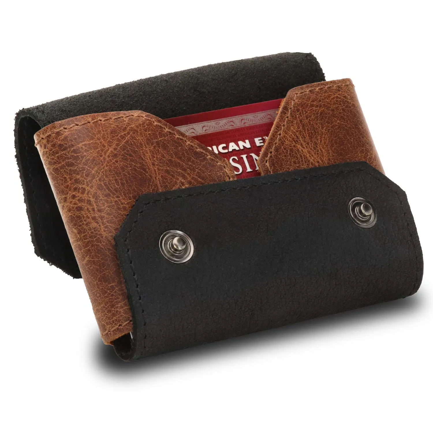 Otto Angelino Genuine Leather Credit and Business Card Case with Snap Fastener Closure - Unisex