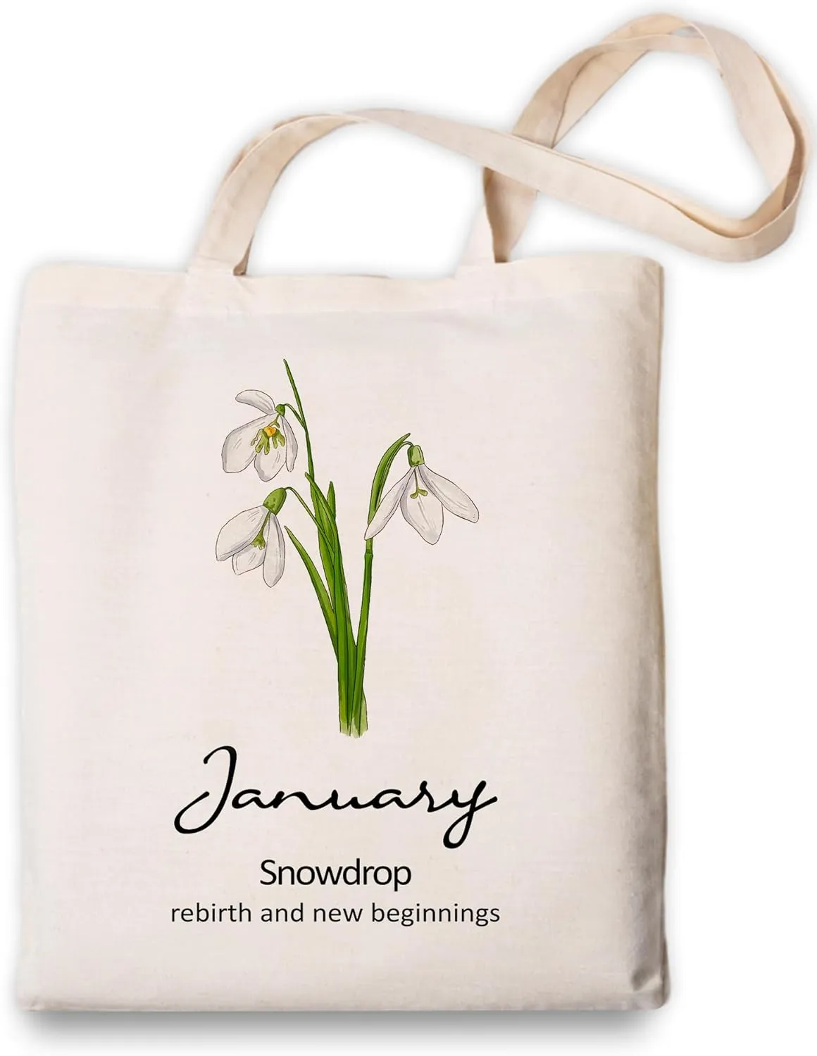 OUZ Birthday Flower Canvas Tote Bag, Birth Month Flower Personalized Gift for Her Mom Friend Birthday Graduation Christmas