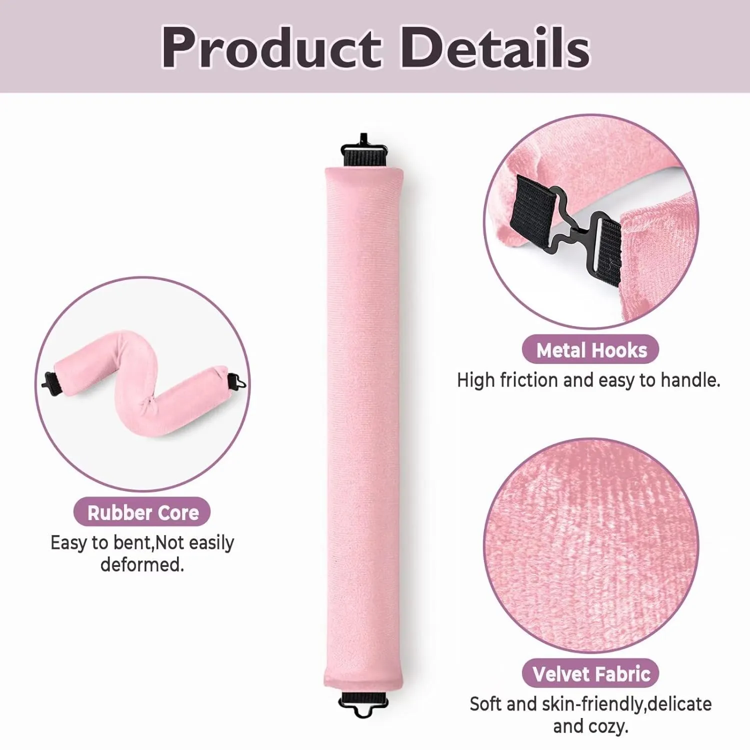 Overnight Hair Curlers Heatless Curls - 6 Pcs No Heat Blowout Curling Rods to Sleep In with Satin Hair Scarf