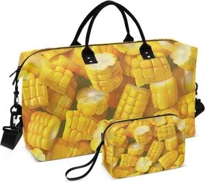 Oversized Travel Duffel Bag Carry On Shoulder Weekend Tote Travel Tote Gym Bag with Adjustable Strap for Yoga Large Capacity Sliced Corn Realistic