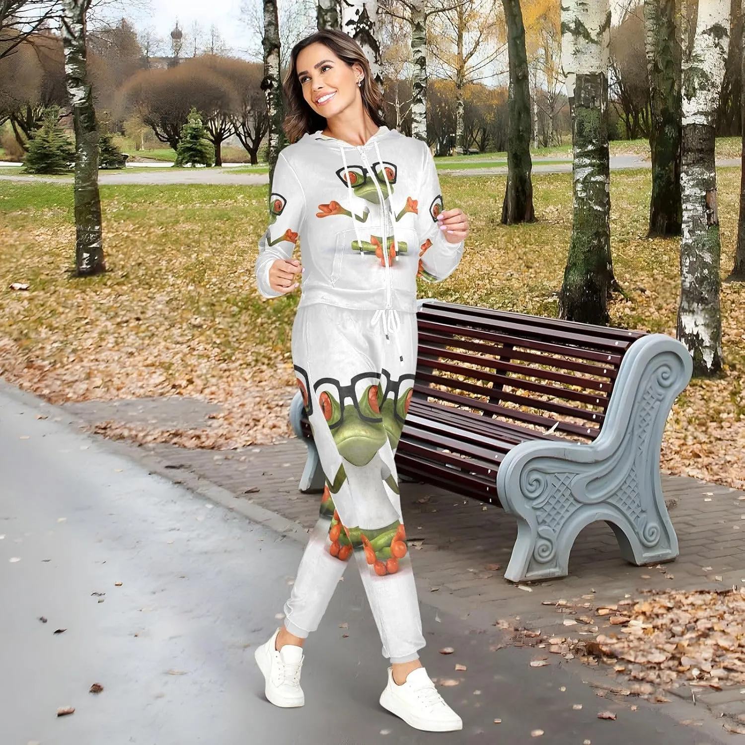 Oyihfvs 2 Pcs Women's Sweatshirt Hoodie Set, With Pocket Athletic Casual Suit (S-2XL)