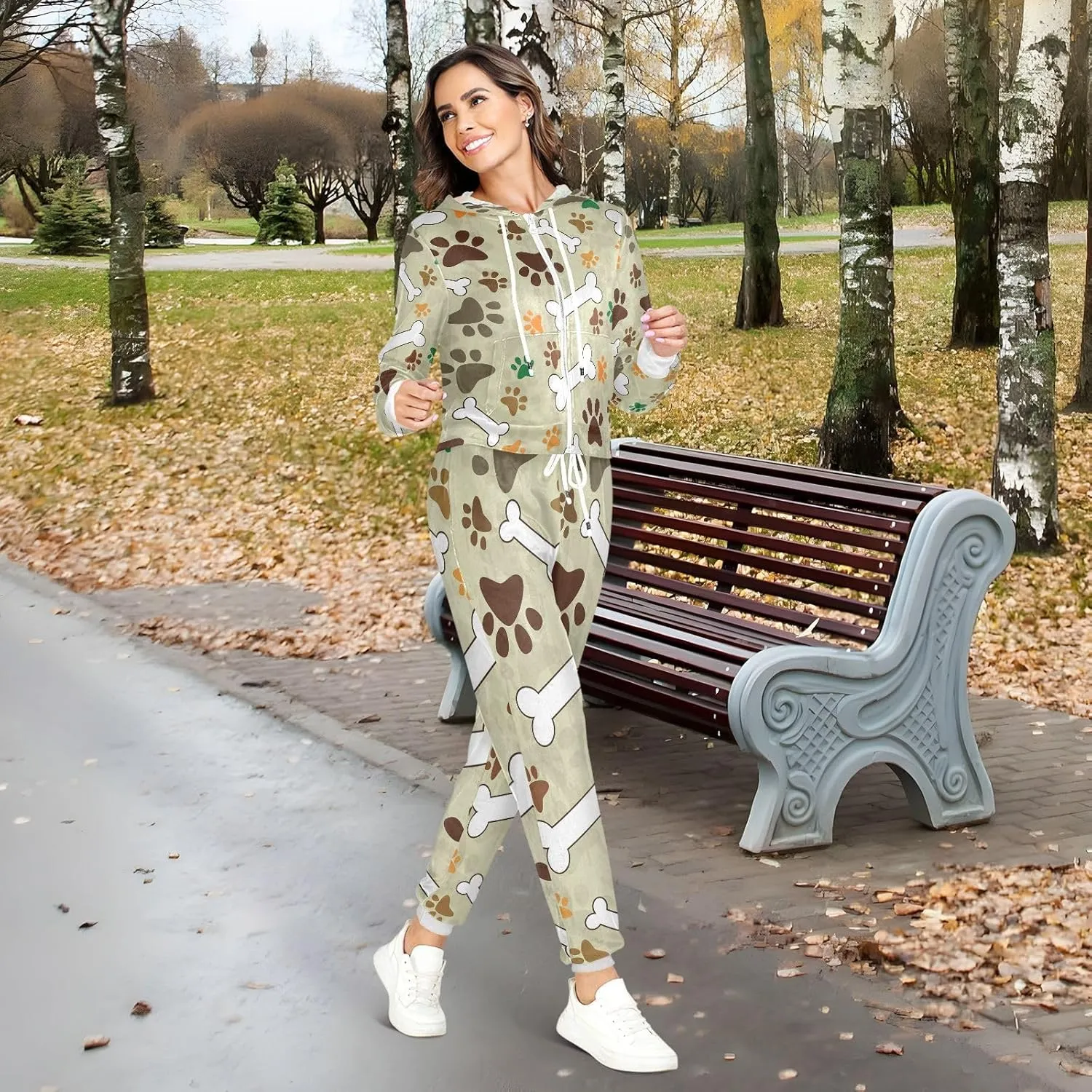 Oyihfvs 2 Pcs Women's Sweatshirt Hoodie Set, With Pocket Athletic Casual Suit (S-2XL)