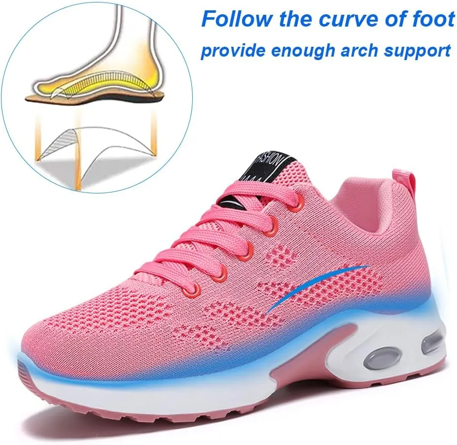 Padgene Womens Sneakers Air Cushion Running Shoes Lightweight Tennis Walking Shoes Mesh Breathable Gym Work Fashion Sneakers Athletic Comfortable Casual