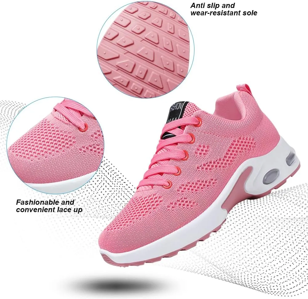 Padgene Womens Sneakers Air Cushion Running Shoes Lightweight Tennis Walking Shoes Mesh Breathable Gym Work Fashion Sneakers Athletic Comfortable Casual