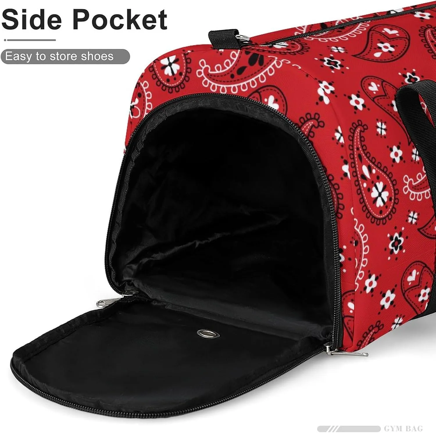 Paisleys-bandana Pattern Sports Tote Gym Bag for Women Men, Overnight Bag with Shoe Compartment Water Resistant
