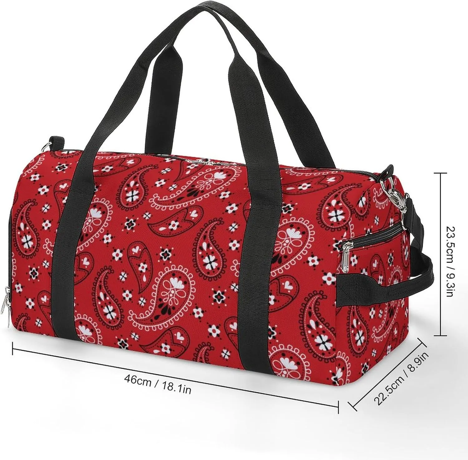 Paisleys-bandana Pattern Sports Tote Gym Bag for Women Men, Overnight Bag with Shoe Compartment Water Resistant