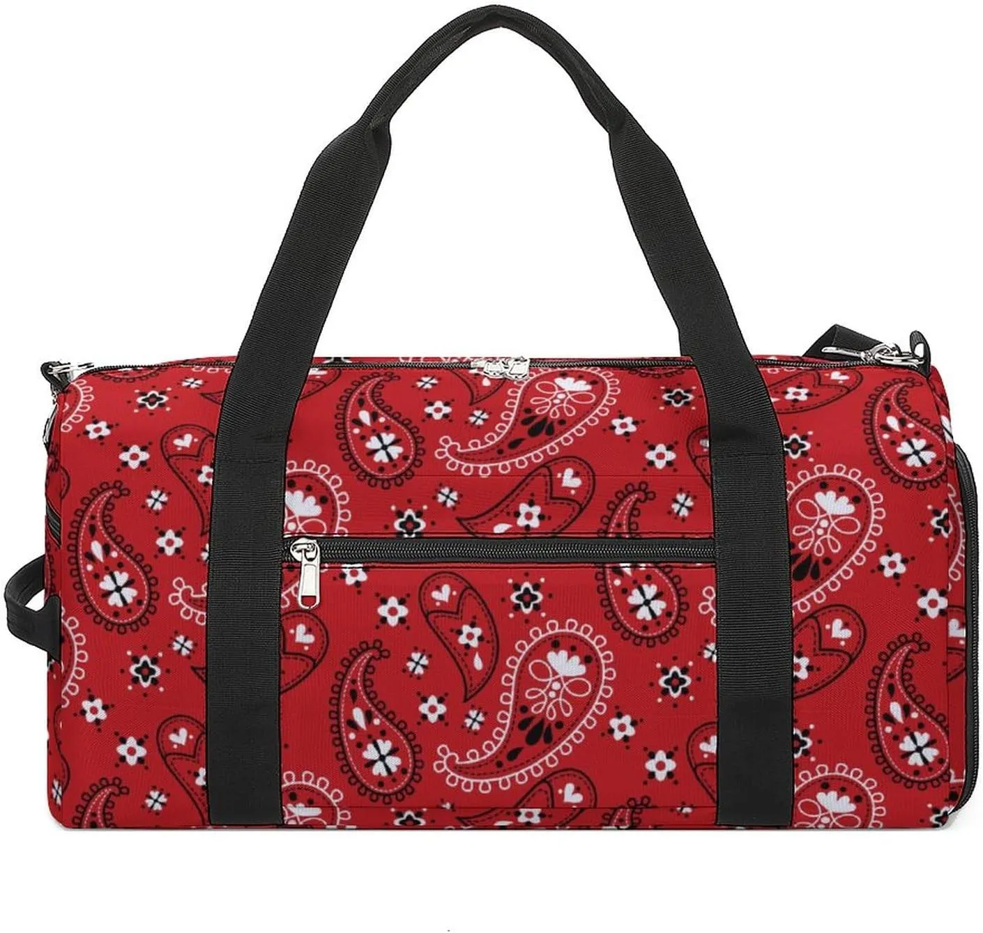 Paisleys-bandana Pattern Sports Tote Gym Bag for Women Men, Overnight Bag with Shoe Compartment Water Resistant