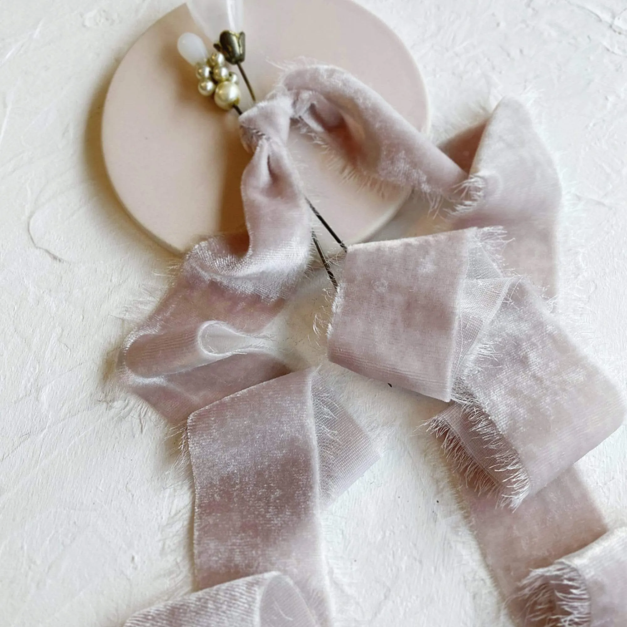 Palest Mauve Velvet Ribbon