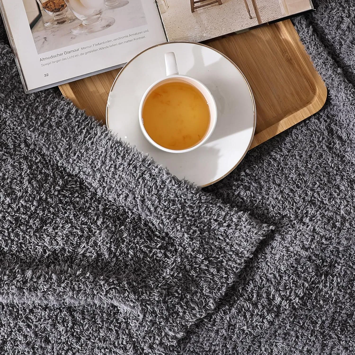 Panku Ultra Soft Cozy Knit Throw Blanket for Couch and Bed, Knitted Luxury Cozy Warm Fleece Blanket Throw, Plush Fluffy and Fuzzy Blankets for Gift (50x60 Inches, Dove Grey)