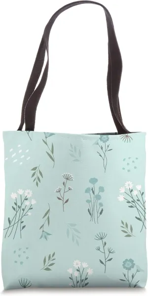 Pastel Teal Flower Floral Modern Blossom Foliage Perennial Tote Bag