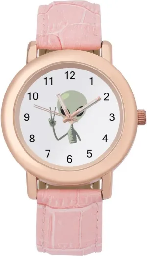 Peace Alien Women's Leather Strap Watch Elegant Leather Band Ladies Watches Three-Hand Watch
