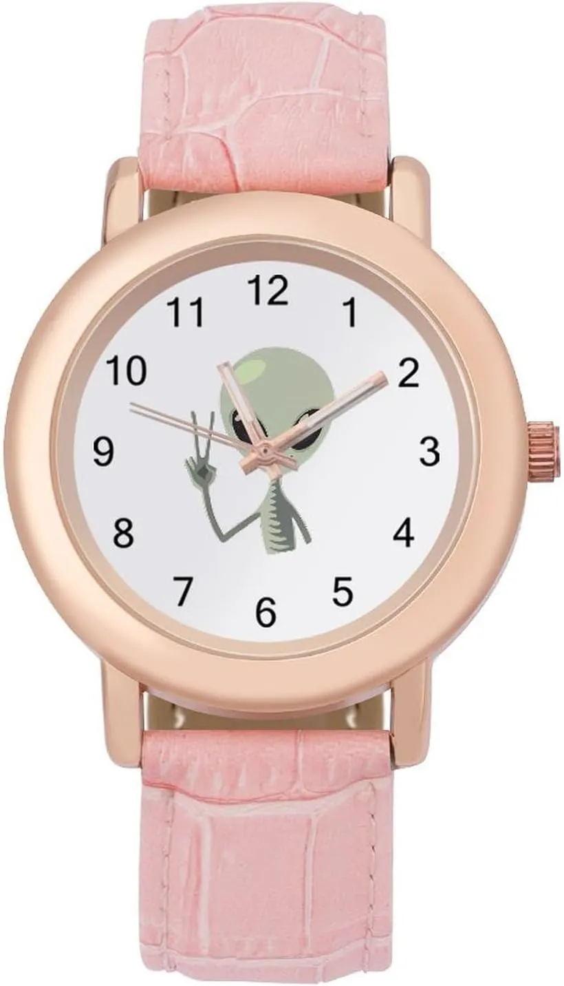 Peace Alien Women's Leather Strap Watch Elegant Leather Band Ladies Watches Three-Hand Watch