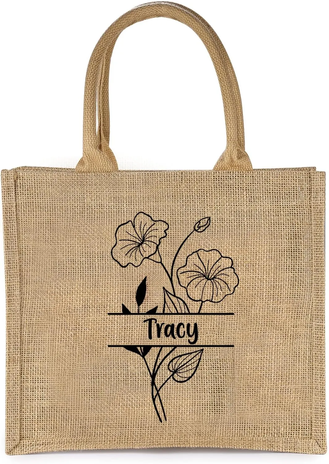 Personalized Birth Flower Tote Bags Reusable Bags Custom Name for Wedding Travel Beach Gifts for Mom Bridesmaids