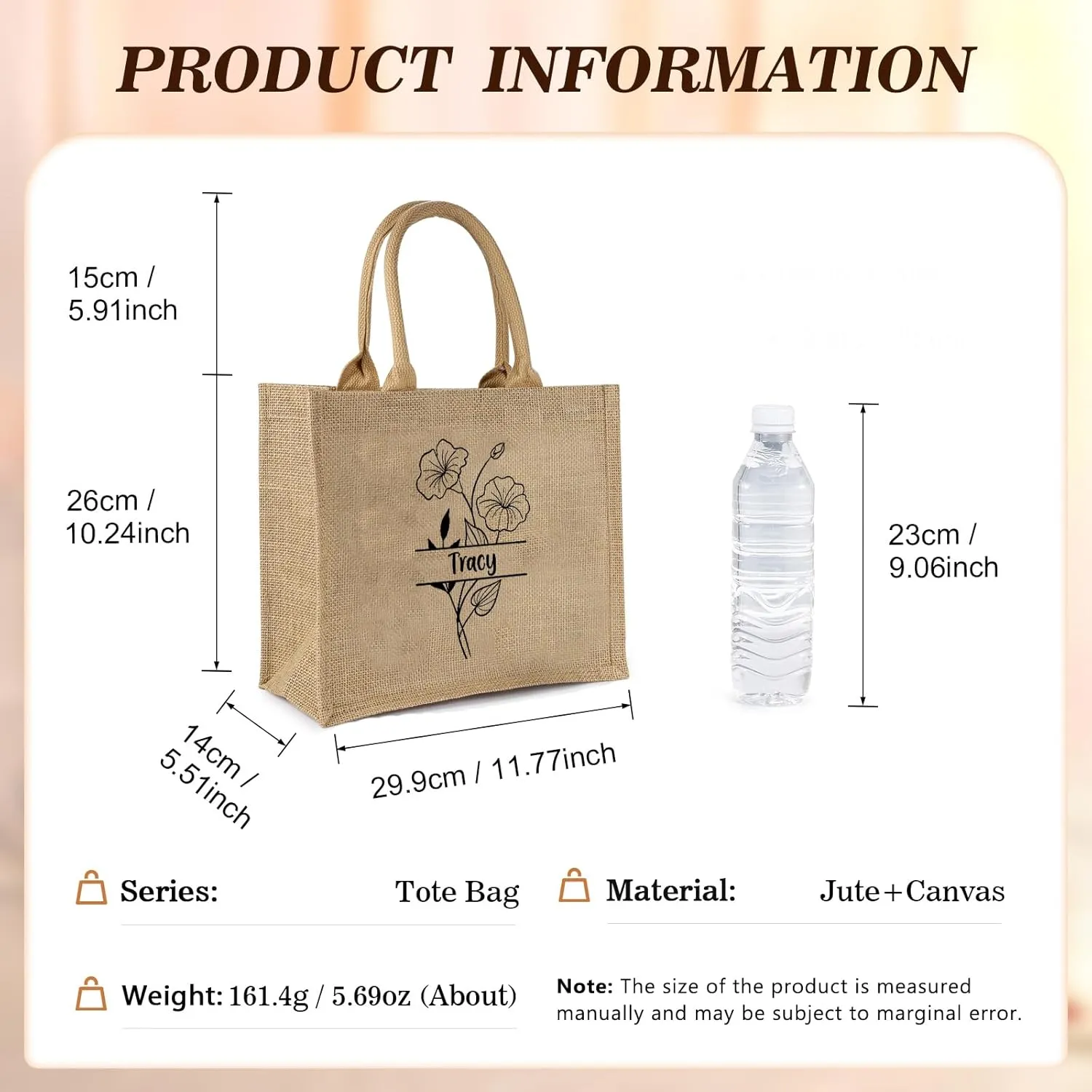 Personalized Birth Flower Tote Bags Reusable Bags Custom Name for Wedding Travel Beach Gifts for Mom Bridesmaids