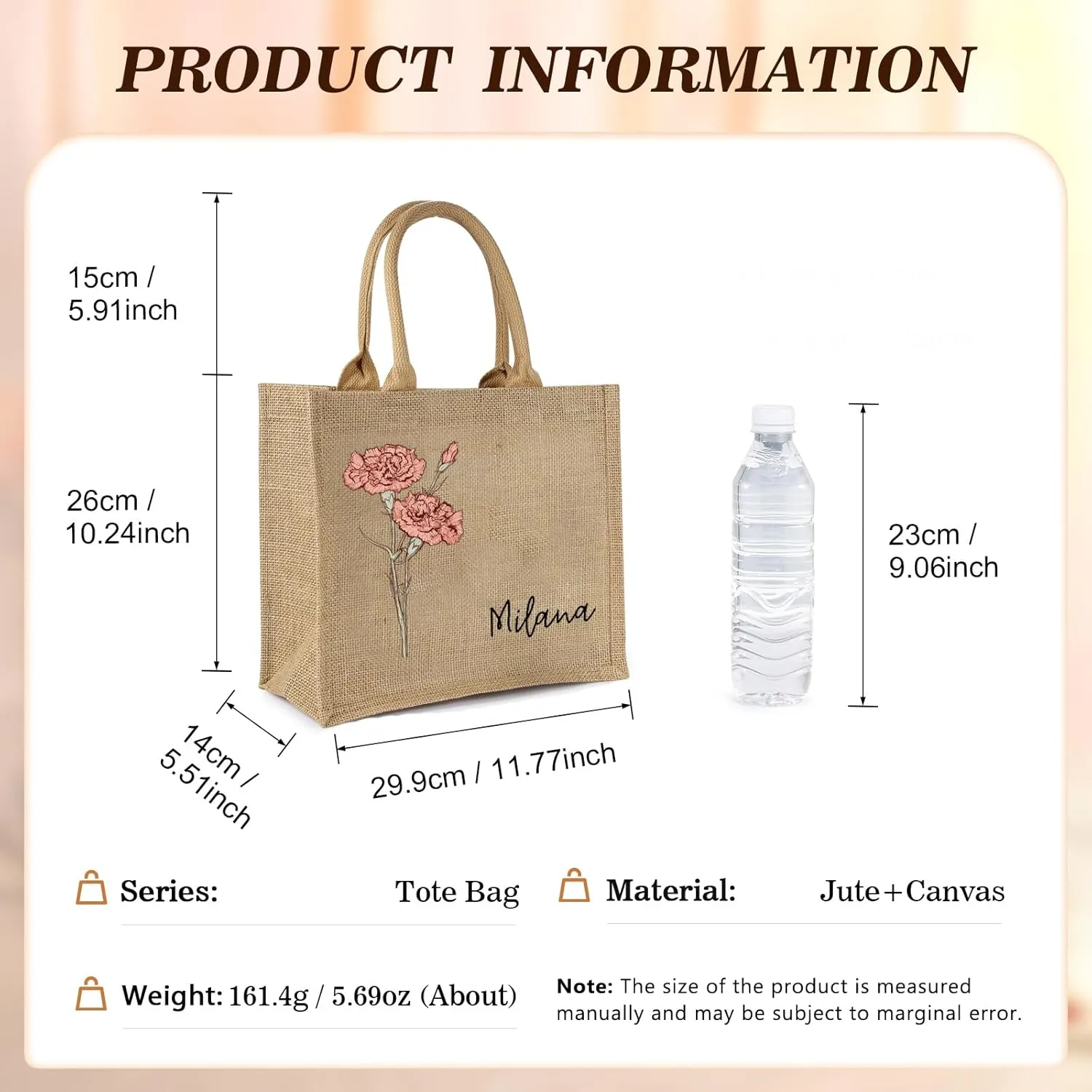 Personalized Birth Flower Tote Bags Reusable Bags Custom Name for Wedding Travel Beach Gifts for Mom Bridesmaids