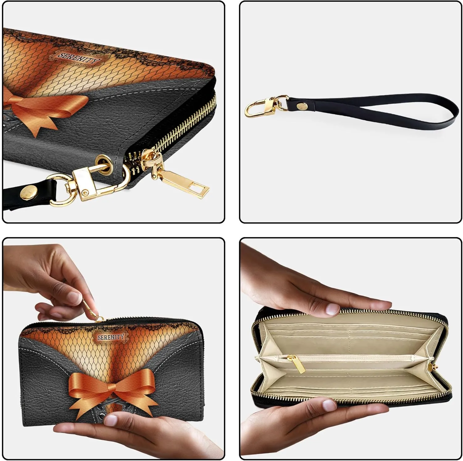 Personalized Leather Wallet for Women – Custom Name African Pride Clutch – Elegant African Queen Gift – African American Art Bag – Ideal Gift for Mother's Day (African Girl)