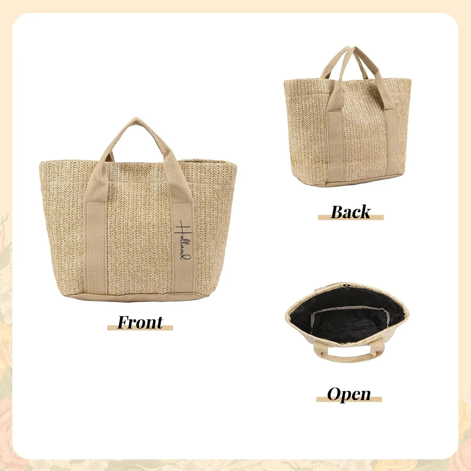 Personalized Tote Bag with Name – Custom Straw Bag for Women – Reusable Shopping Bag, Bridesmaid Gifts