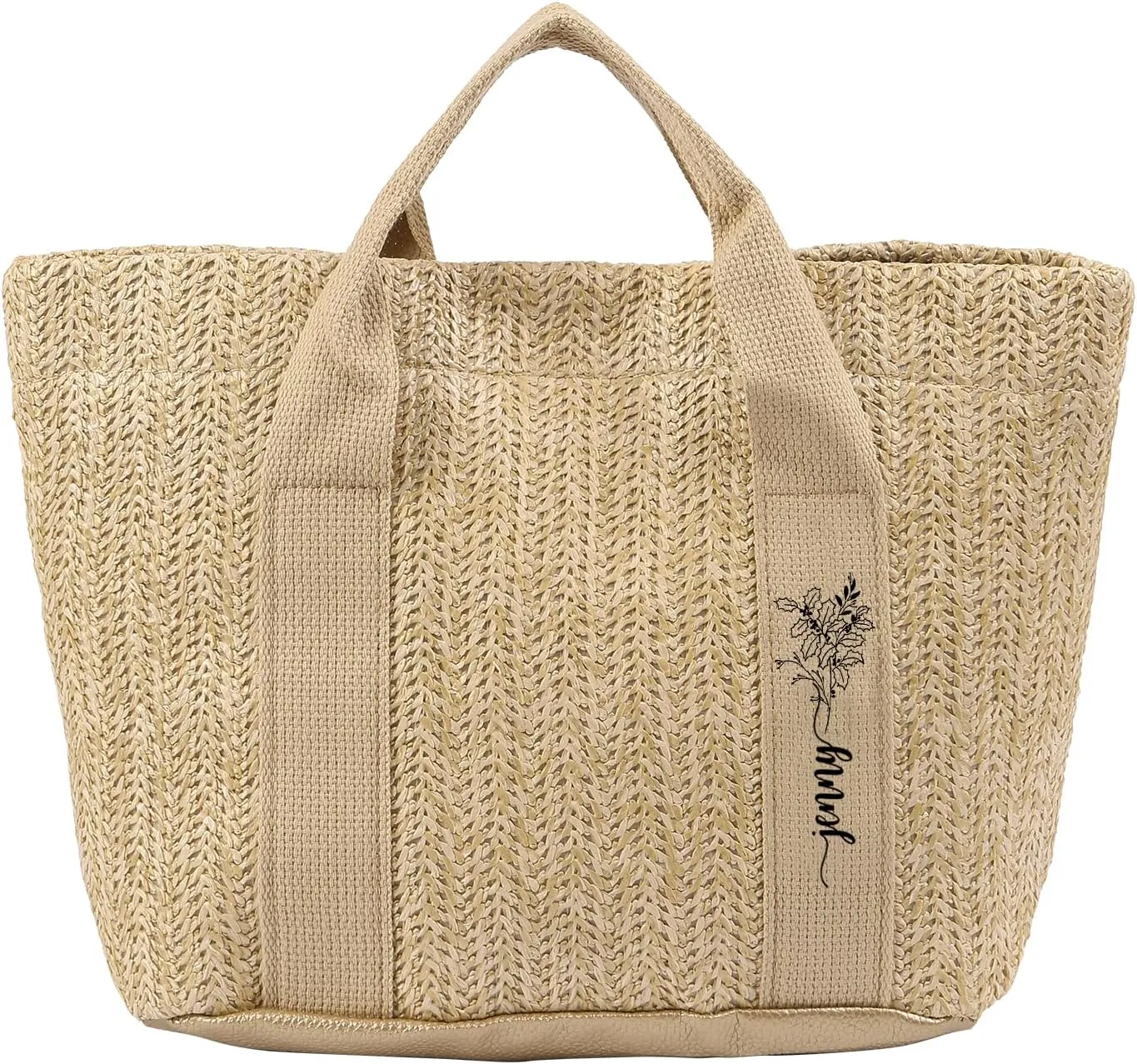 Personalized Tote Bag with Name – Custom Straw Bag for Women – Reusable Shopping Bag, Bridesmaid Gifts