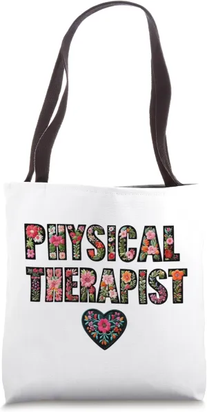 Physical Therapist Flower Block Tote, Minimalist PT Work Bag Tote Bag