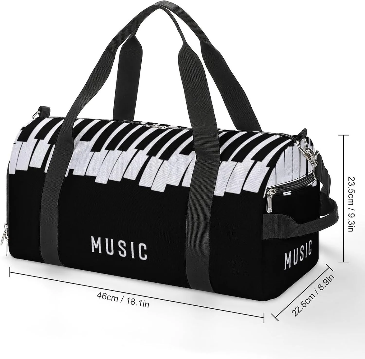 Piano Keys Print Sports Tote Gym Bag for Women Men, Overnight Bag with Shoe Compartment Water Resistant