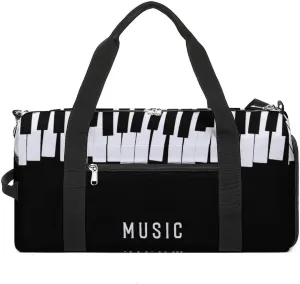 Piano Keys Print Sports Tote Gym Bag for Women Men, Overnight Bag with Shoe Compartment Water Resistant