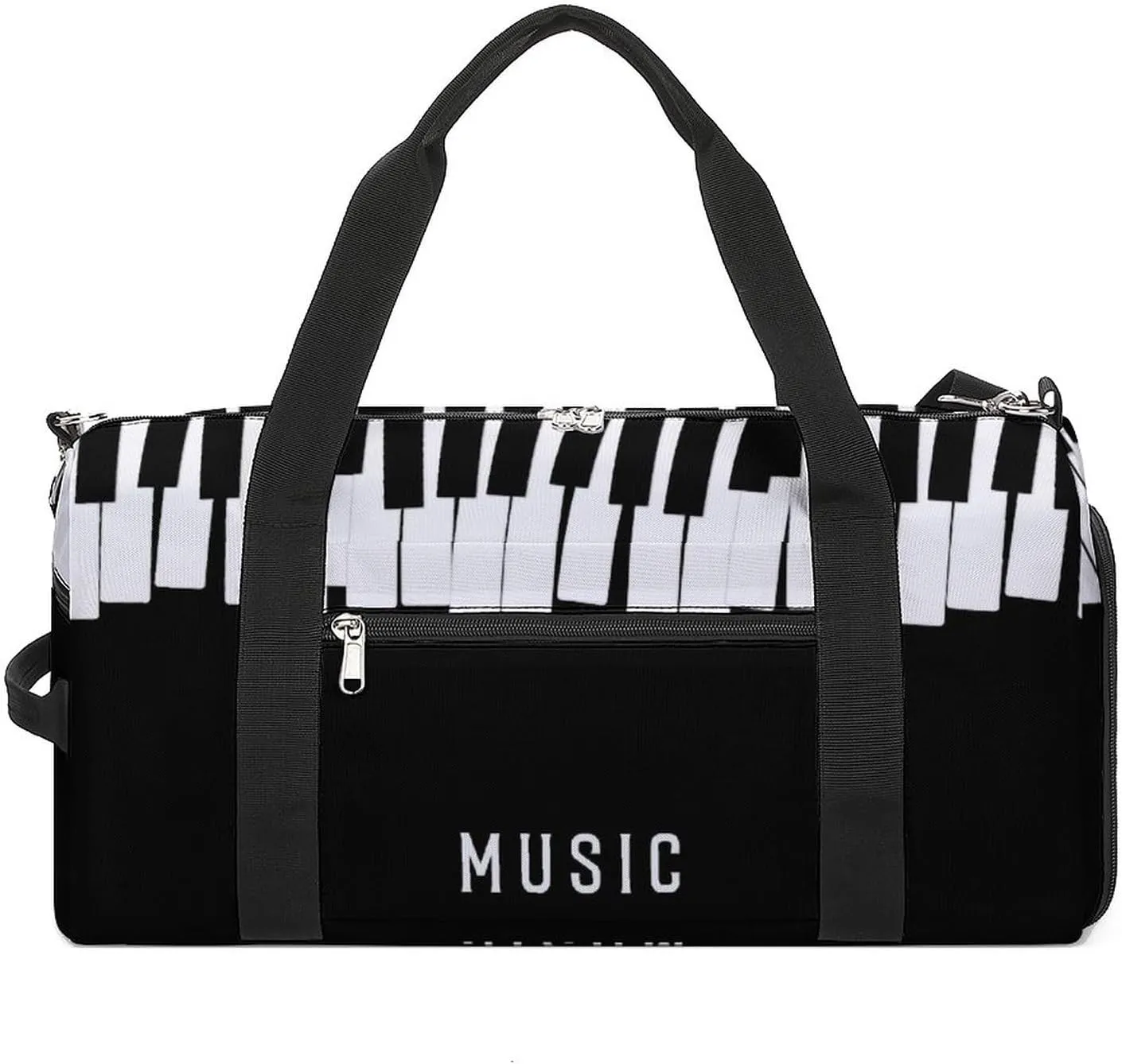 Piano Keys Print Sports Tote Gym Bag for Women Men, Overnight Bag with Shoe Compartment Water Resistant
