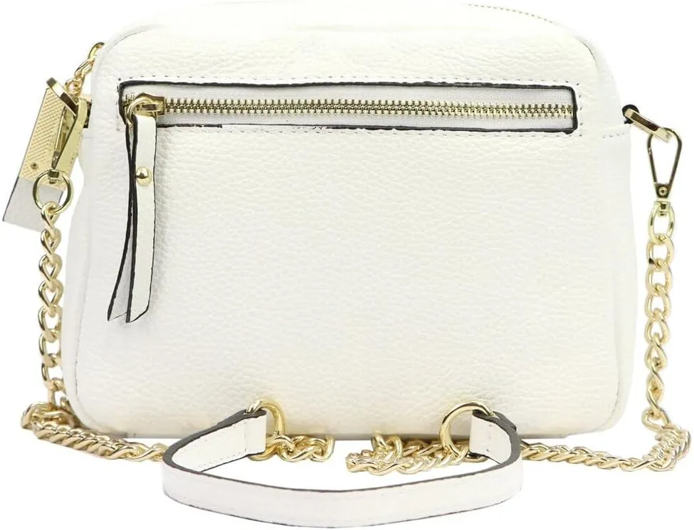 Pierre Cardin FRZ 1848 DOLLARO Women's Handbag - Genuine Leather, Adjustable Chain Shoulder Strap, Gold Finish