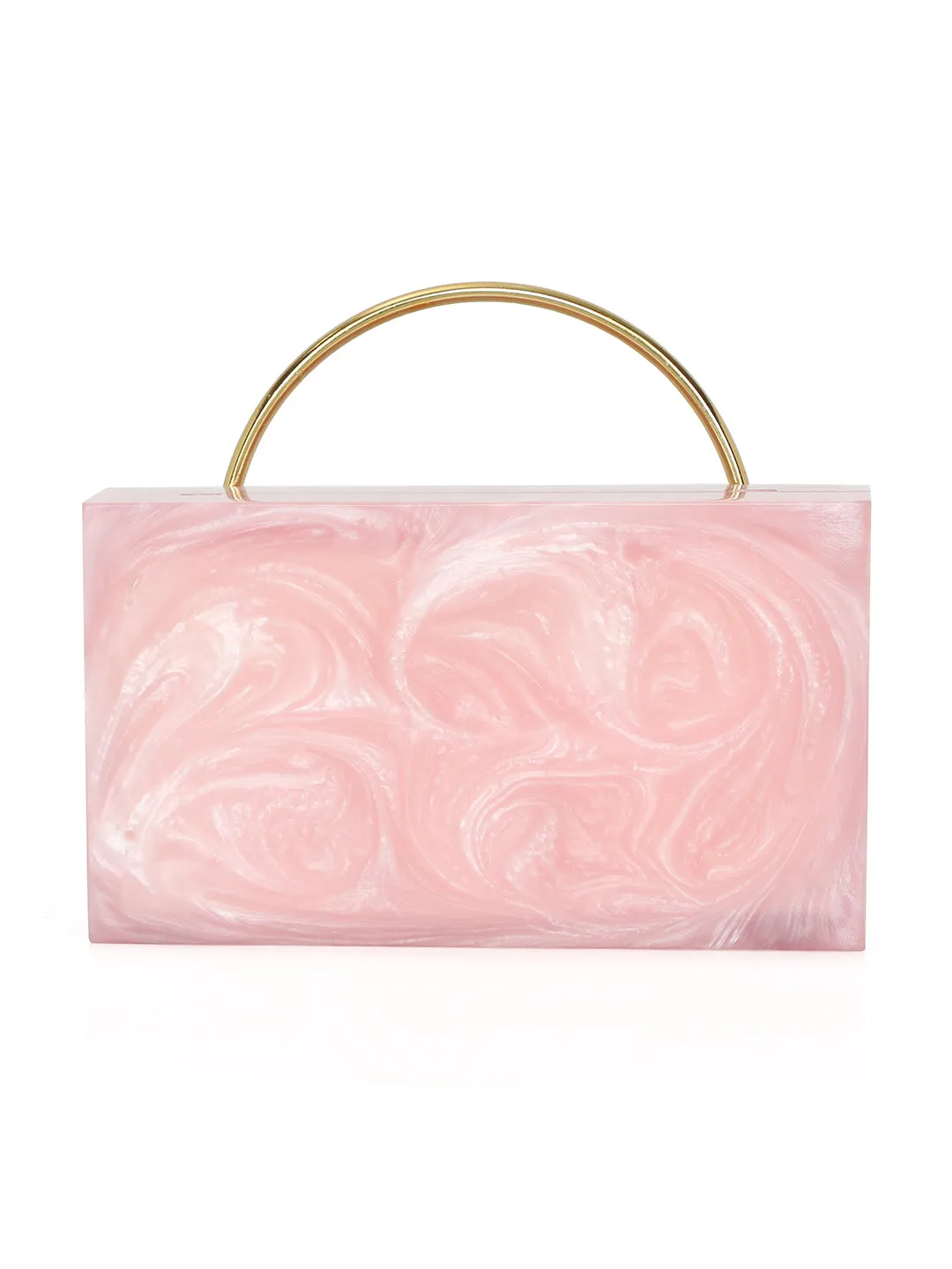 Pink Solid Party Box Clutches With Attractive Brass Handle