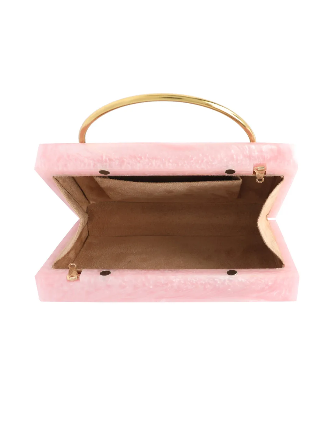 Pink Solid Party Box Clutches With Attractive Brass Handle