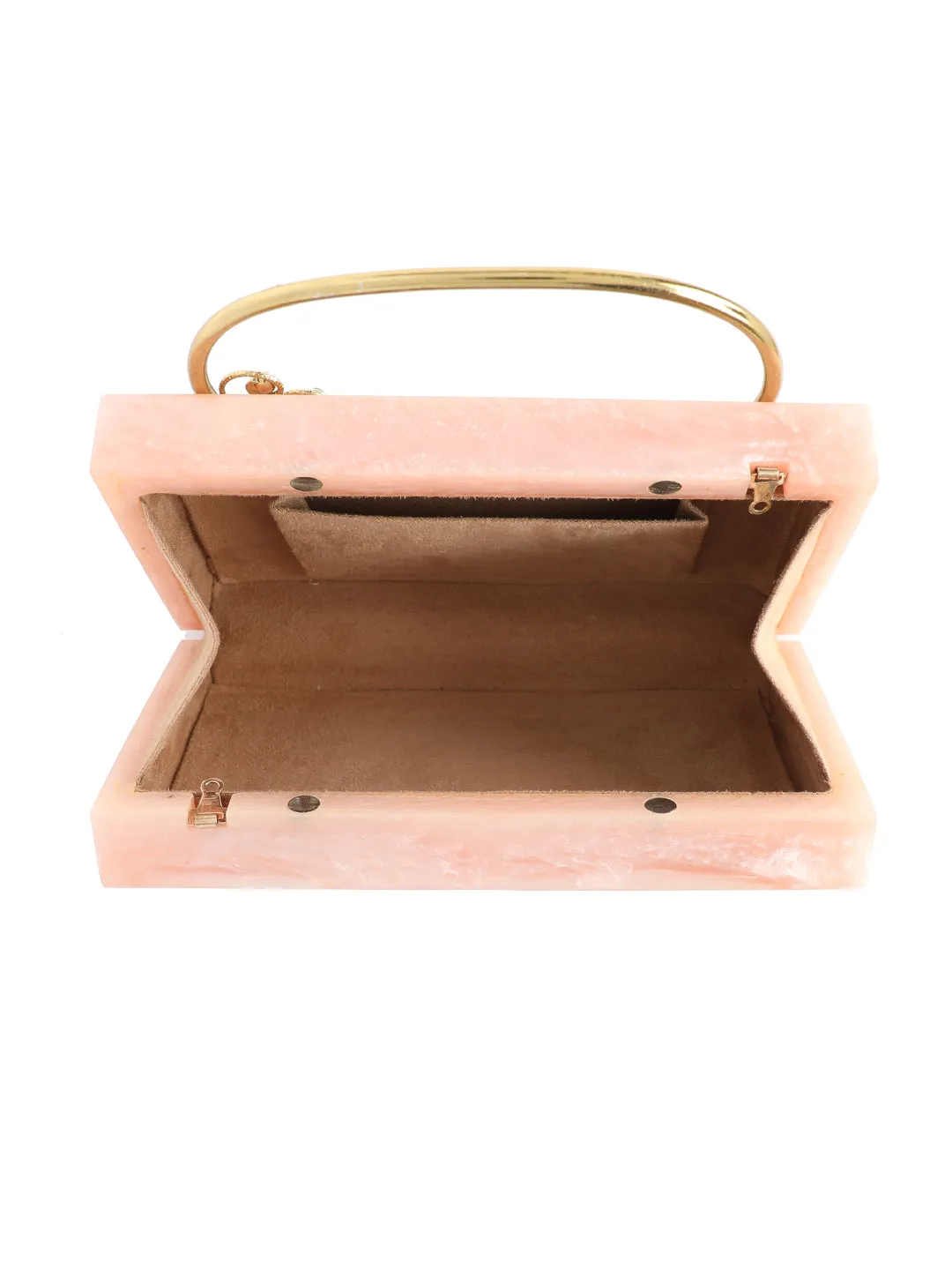 Pink Solid Party Box Clutches With Attractive Brass Handle