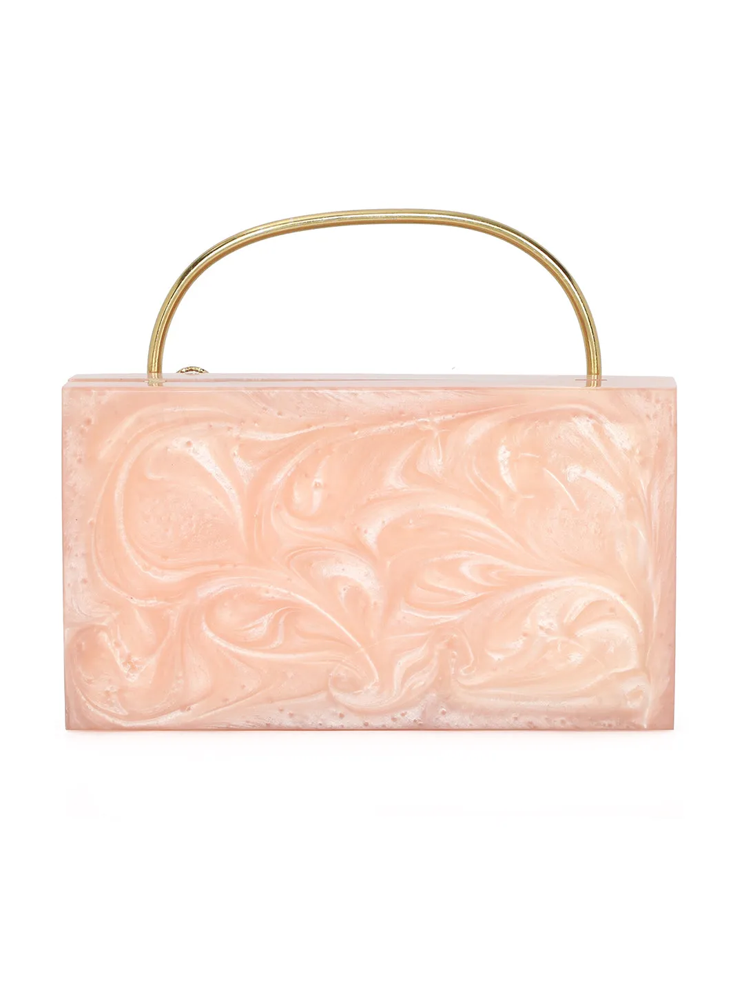 Pink Solid Party Box Clutches With Attractive Brass Handle