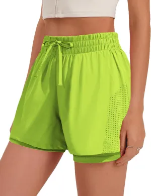 Pinspark womens High Waisted Quick Dry Gym Shorts with Pocket