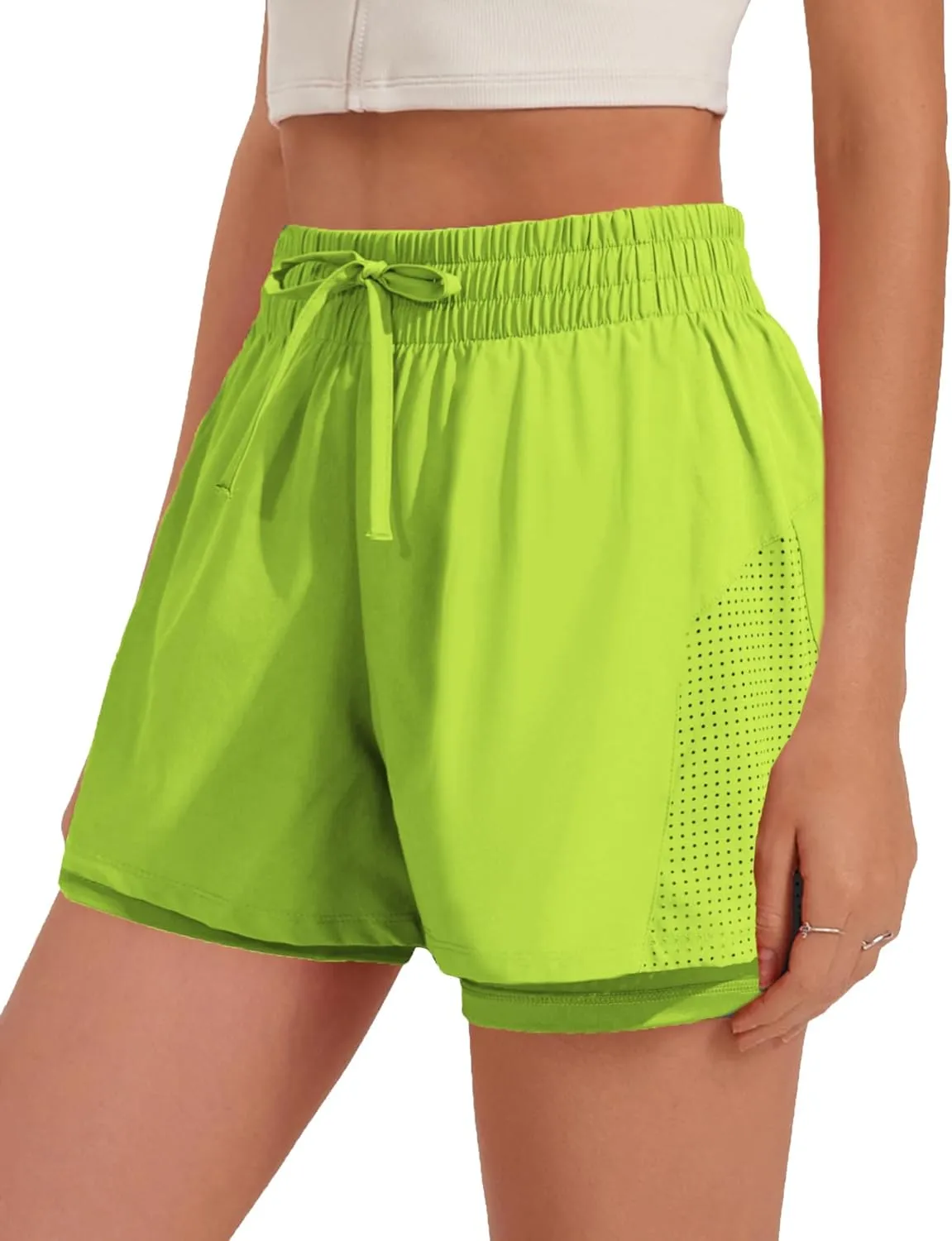 Pinspark womens High Waisted Quick Dry Gym Shorts with Pocket