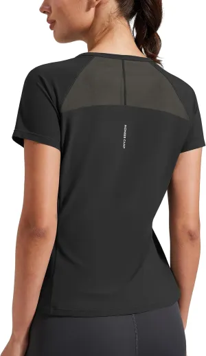 Pioneer Camp Women's Workout Tops Short Sleeve Athletic Shirts Moisture Wicking Quick Dry Mesh Back Yoga Tees for Running Gym