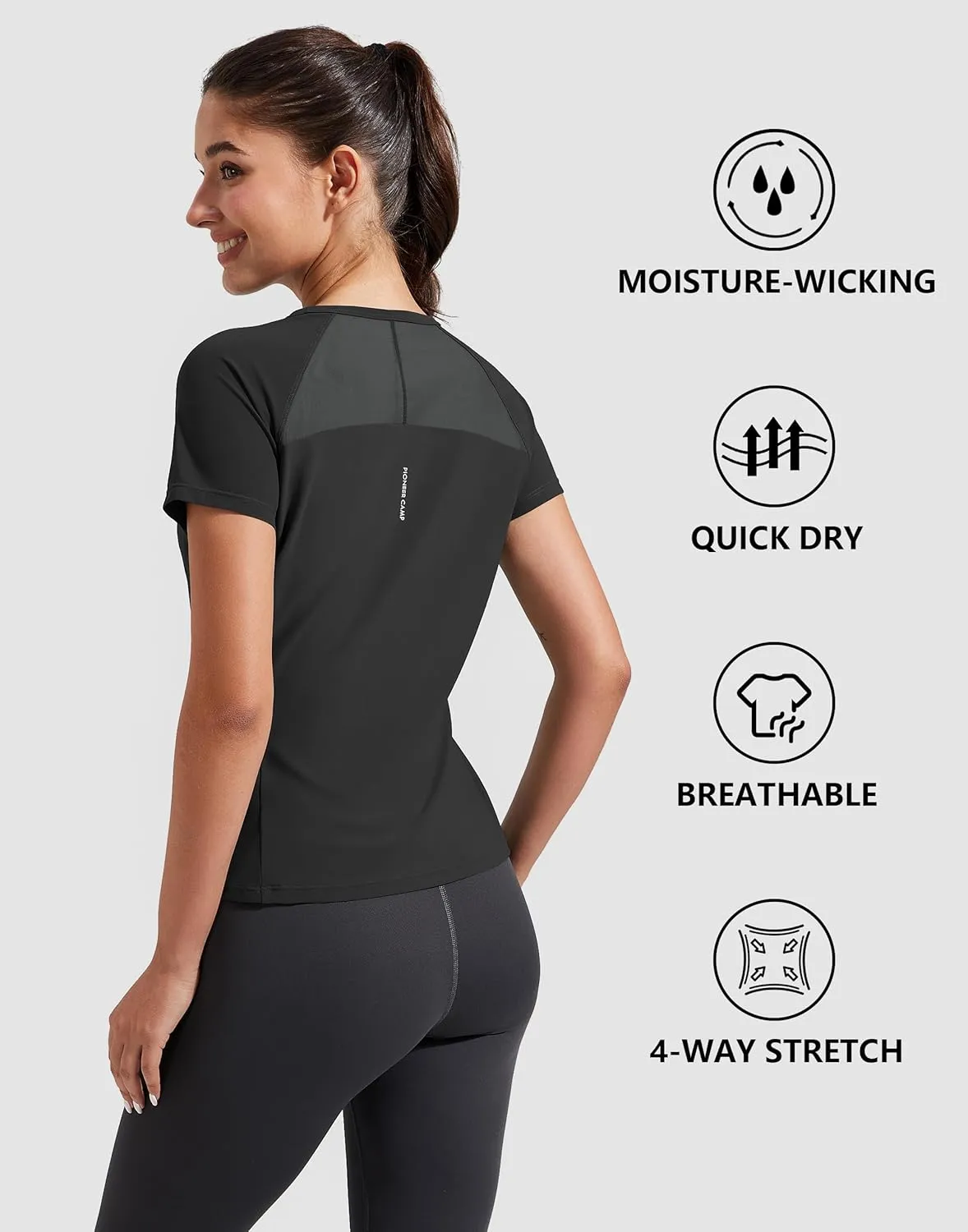 Pioneer Camp Women's Workout Tops Short Sleeve Athletic Shirts Moisture Wicking Quick Dry Mesh Back Yoga Tees for Running Gym